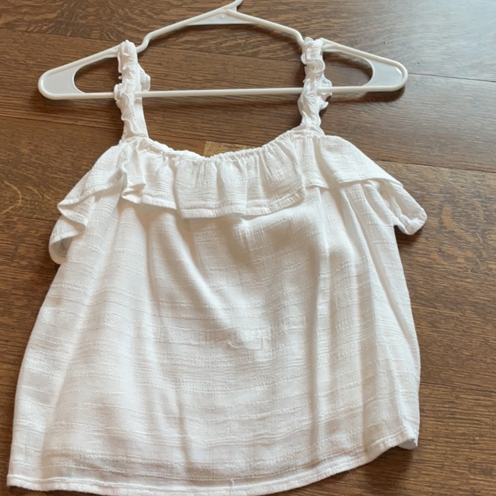 White Ruffled Sleeveless Top